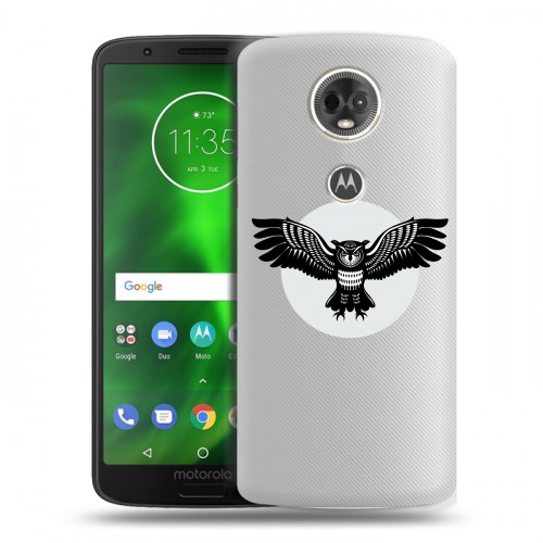 Полупрозрачный дизайнерский пластиковый чехол для Motorola Moto E5 Plus Прозрачные совы