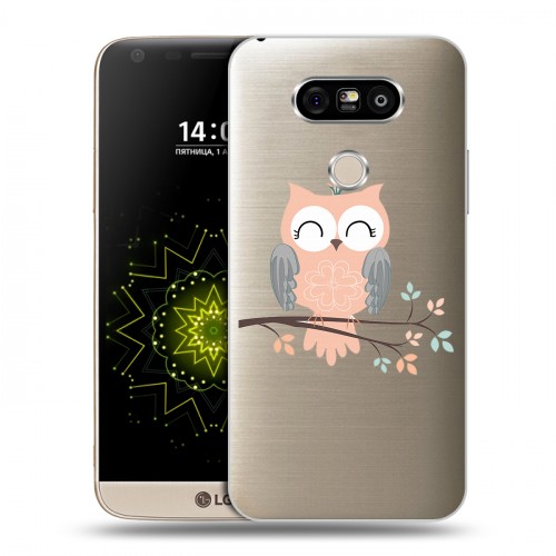 Полупрозрачный дизайнерский пластиковый чехол для LG G5 Прозрачные совы