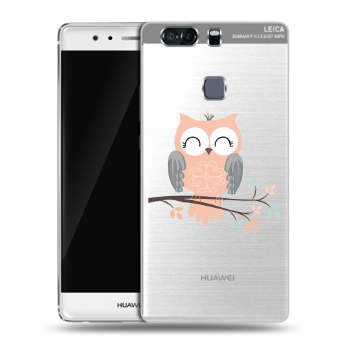 Полупрозрачный дизайнерский пластиковый чехол для Huawei P9 Plus Прозрачные совы