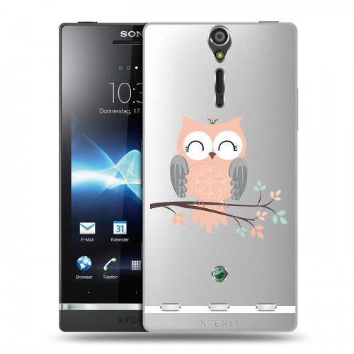 Полупрозрачный дизайнерский пластиковый чехол для Sony Xperia S Прозрачные совы