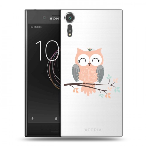 Полупрозрачный дизайнерский пластиковый чехол для Sony Xperia XZs Прозрачные совы