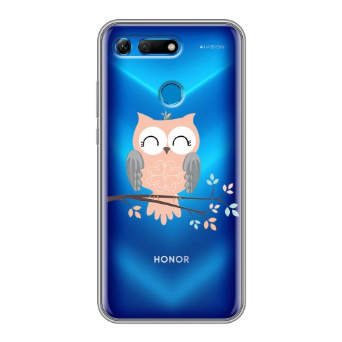 Полупрозрачный дизайнерский пластиковый чехол для Huawei Honor View 20 Прозрачные совы