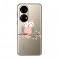 Полупрозрачный дизайнерский силиконовый чехол для Huawei P50 Pro Прозрачные совы