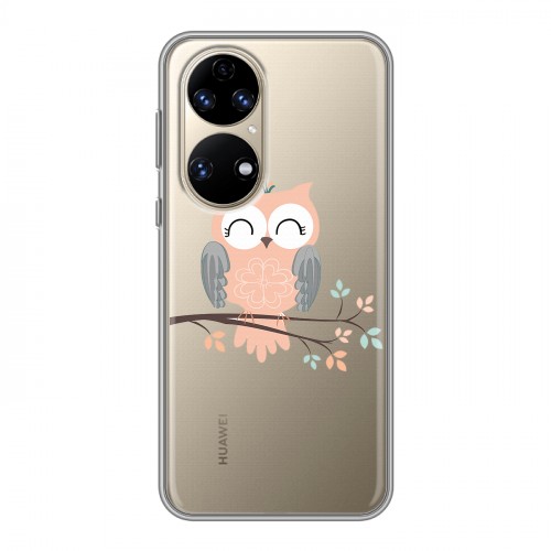 Полупрозрачный дизайнерский силиконовый чехол для Huawei P50 Pro Прозрачные совы