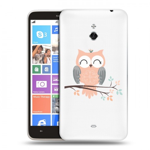 Полупрозрачный дизайнерский пластиковый чехол для Nokia Lumia 1320 Прозрачные совы