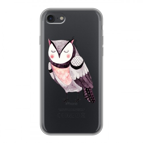 Полупрозрачный дизайнерский силиконовый чехол для Iphone 7 Прозрачные совы