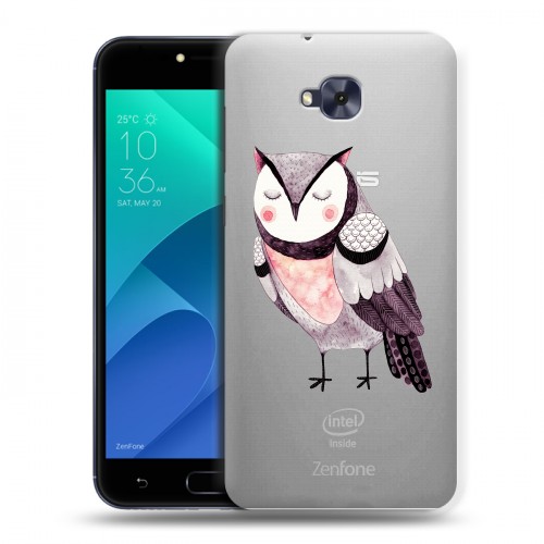 Полупрозрачный дизайнерский пластиковый чехол для ASUS ZenFone 4 Selfie Прозрачные совы