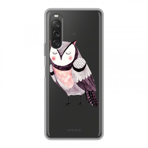 Полупрозрачный дизайнерский силиконовый чехол для Sony Xperia 10 V Прозрачные совы
