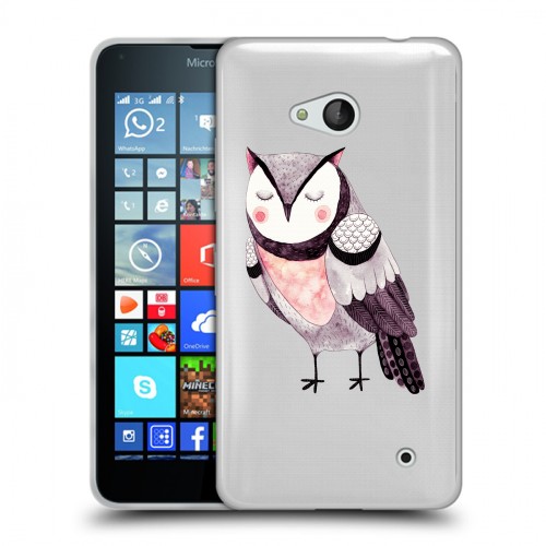 Полупрозрачный дизайнерский силиконовый чехол для Microsoft Lumia 640 Прозрачные совы