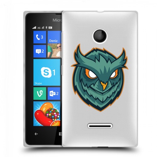 Полупрозрачный дизайнерский пластиковый чехол для Microsoft Lumia 435 Прозрачные совы