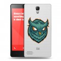 Полупрозрачный дизайнерский пластиковый чехол для Xiaomi RedMi Note Прозрачные совы