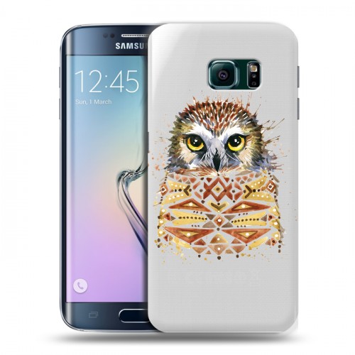Полупрозрачный дизайнерский пластиковый чехол для Samsung Galaxy S6 Edge Прозрачные совы