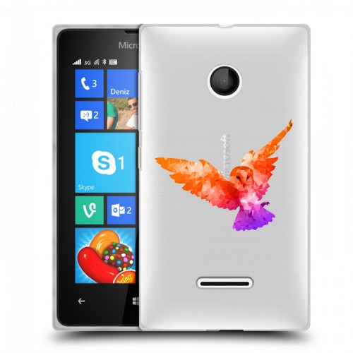 Полупрозрачный дизайнерский пластиковый чехол для Microsoft Lumia 435 Прозрачные совы