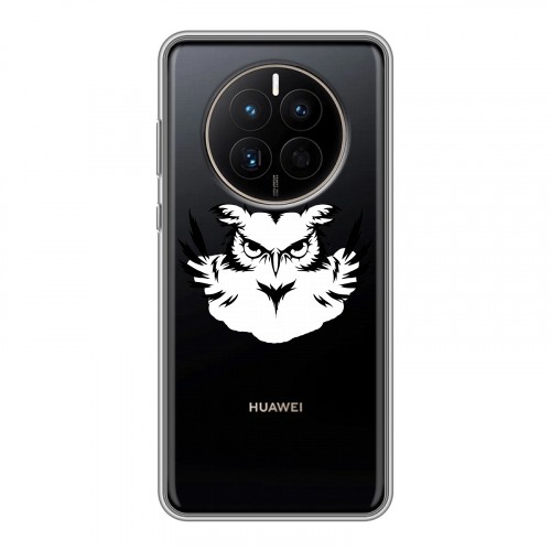 Полупрозрачный дизайнерский силиконовый с усиленными углами чехол для Huawei Mate 50 Прозрачные совы