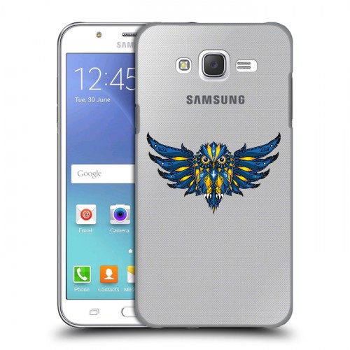 Полупрозрачный дизайнерский пластиковый чехол для Samsung Galaxy J5 Прозрачные совы