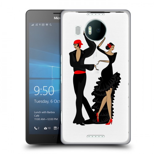 Полупрозрачный дизайнерский пластиковый чехол для Microsoft Lumia 950 XL Прозрачные танцоры 