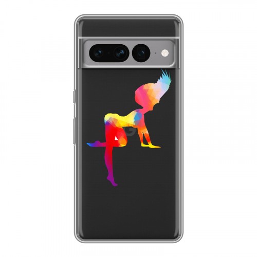Полупрозрачный дизайнерский силиконовый с усиленными углами чехол для Google Pixel 7 Pro Прозрачные танцоры 