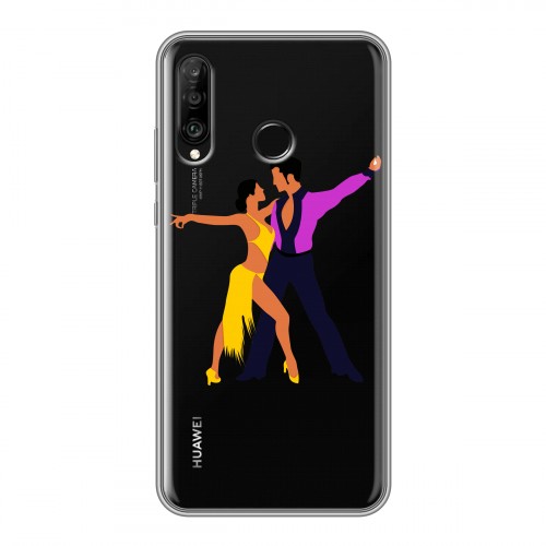 Полупрозрачный дизайнерский силиконовый чехол для Huawei P30 Lite Прозрачные танцоры 