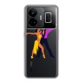 Полупрозрачный дизайнерский силиконовый с усиленными углами чехол для Realme GT3 Прозрачные танцоры 