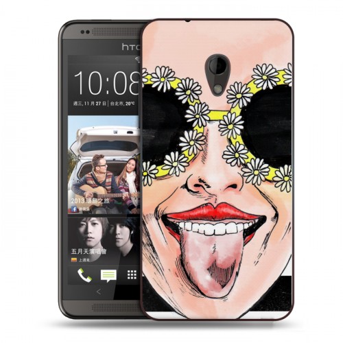 Дизайнерский пластиковый чехол для HTC Desire 700 Ромашковый мир