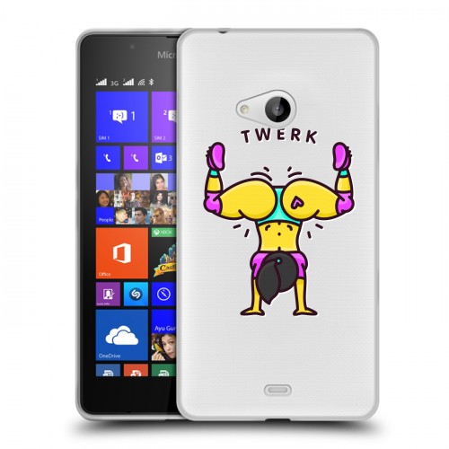 Дизайнерский пластиковый чехол для Microsoft Lumia 540 Прозрачное тверк