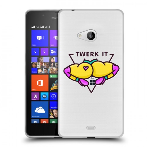 Дизайнерский пластиковый чехол для Microsoft Lumia 540 Прозрачное тверк