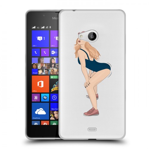 Дизайнерский пластиковый чехол для Microsoft Lumia 540 Прозрачное тверк