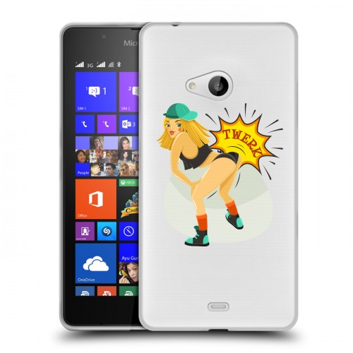 Дизайнерский пластиковый чехол для Microsoft Lumia 540 Прозрачное тверк