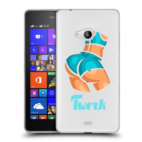 Дизайнерский пластиковый чехол для Microsoft Lumia 540 Прозрачное тверк