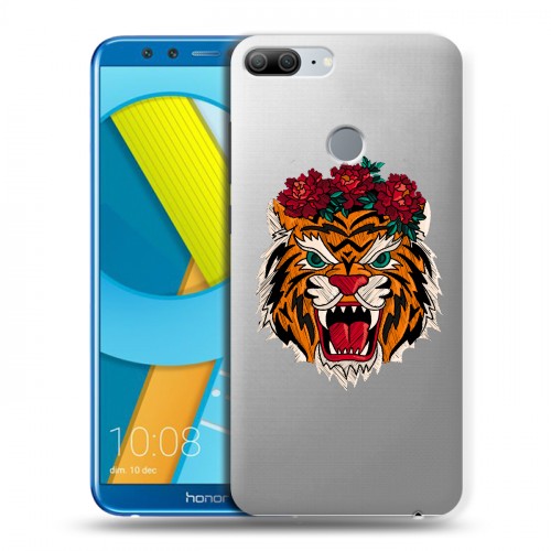Полупрозрачный дизайнерский пластиковый чехол для Huawei Honor 9 Lite Прозрачные тигры