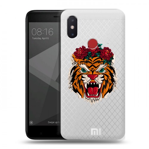 Полупрозрачный дизайнерский пластиковый чехол для Xiaomi Mi8 SE Прозрачные тигры