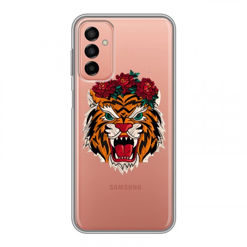 Полупрозрачный дизайнерский силиконовый чехол для Samsung Galaxy M23 5G Прозрачные тигры