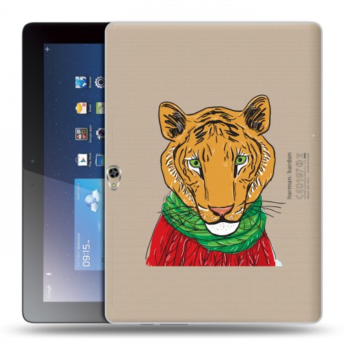 Полупрозрачный дизайнерский пластиковый чехол для Huawei MediaPad M2 10 Прозрачные тигры