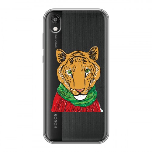 Полупрозрачный дизайнерский пластиковый чехол для Huawei Honor 8s Прозрачные тигры