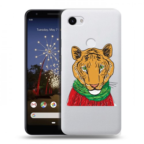 Полупрозрачный дизайнерский пластиковый чехол для Google Pixel 3a XL Прозрачные тигры