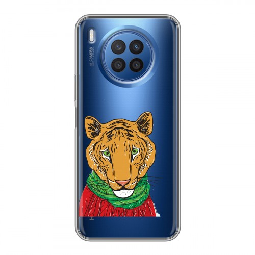 Полупрозрачный дизайнерский пластиковый чехол для Huawei Nova 8i Прозрачные тигры