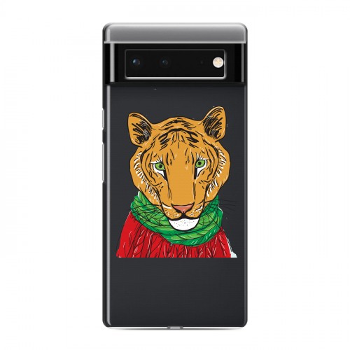 Полупрозрачный дизайнерский пластиковый чехол для Google Pixel 6 Прозрачные тигры