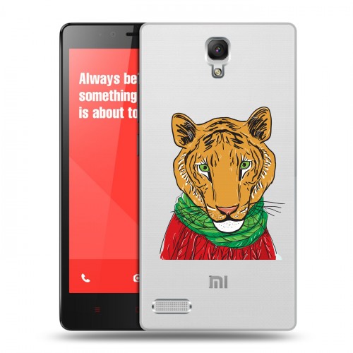 Полупрозрачный дизайнерский силиконовый чехол для Xiaomi RedMi Note Прозрачные тигры