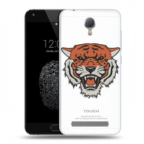 Полупрозрачный дизайнерский пластиковый чехол для Umi Touch Прозрачные тигры
