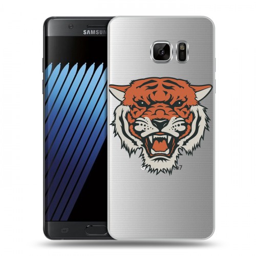 Полупрозрачный дизайнерский пластиковый чехол для Samsung Galaxy Note 7 Прозрачные тигры