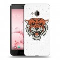 Полупрозрачный дизайнерский силиконовый чехол для HTC U Play Прозрачные тигры