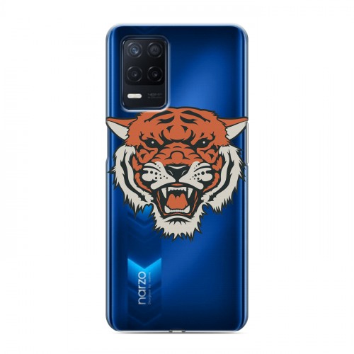 Полупрозрачный дизайнерский силиконовый чехол для Realme Narzo 30 5G Прозрачные тигры