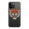 Полупрозрачный дизайнерский силиконовый чехол для Iphone 14 Pro Max Прозрачные тигры