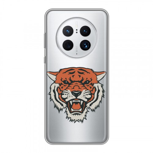 Полупрозрачный дизайнерский силиконовый чехол для Huawei Mate 50 Pro Прозрачные тигры