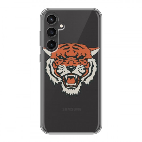 Полупрозрачный дизайнерский силиконовый чехол для Samsung Galaxy S23 FE Прозрачные тигры