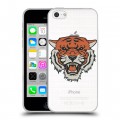 Полупрозрачный дизайнерский пластиковый чехол для Iphone 5c Прозрачные тигры