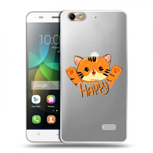 Полупрозрачный дизайнерский пластиковый чехол для Huawei Honor 4C Прозрачные тигры