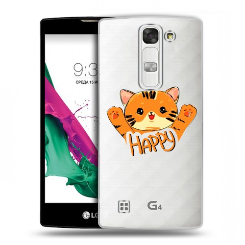 Полупрозрачный дизайнерский пластиковый чехол для LG G4c Прозрачные тигры