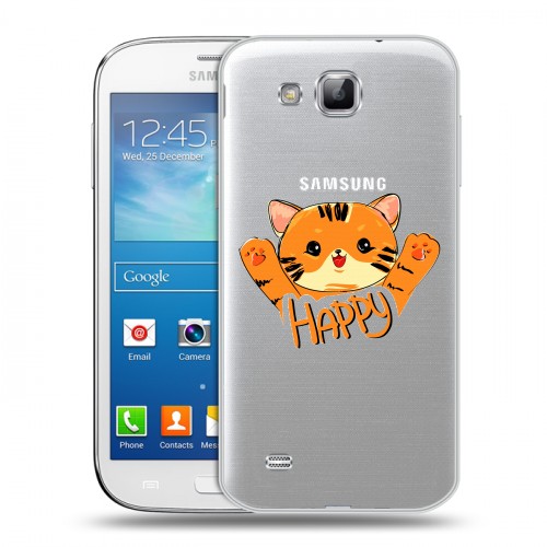 Полупрозрачный дизайнерский пластиковый чехол для Samsung Galaxy Premier Прозрачные тигры