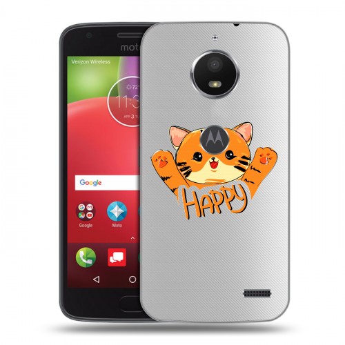 Полупрозрачный дизайнерский пластиковый чехол для Motorola Moto E4 Прозрачные тигры